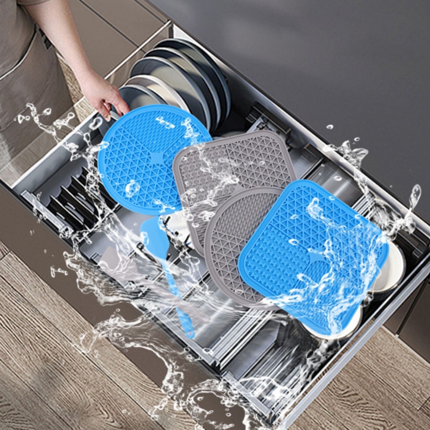 huisdier lickmat blauw grijs afwasbaar in vaatwasser